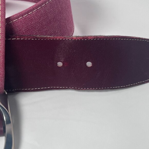 Vintage Royal Coachman Belt Medium 34-38 Red & Burgundy Canvas Silver Buckle - Picture 8 of 12